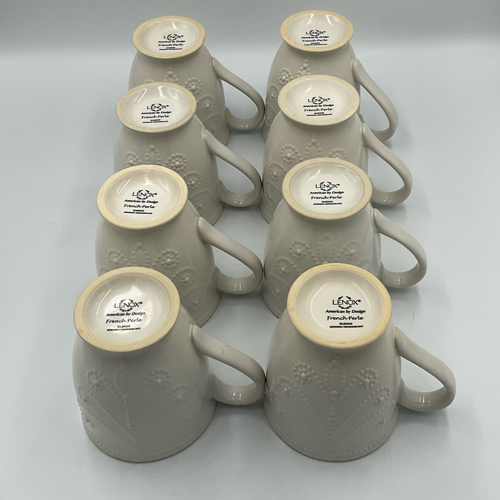 Lenox French Pearl White Coffee Mugs Set of 8 - Picture 6 of 8